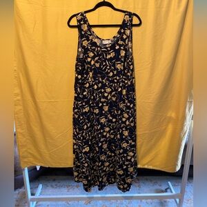 R&K Black Maxi Dress with Gold Floral Pattern